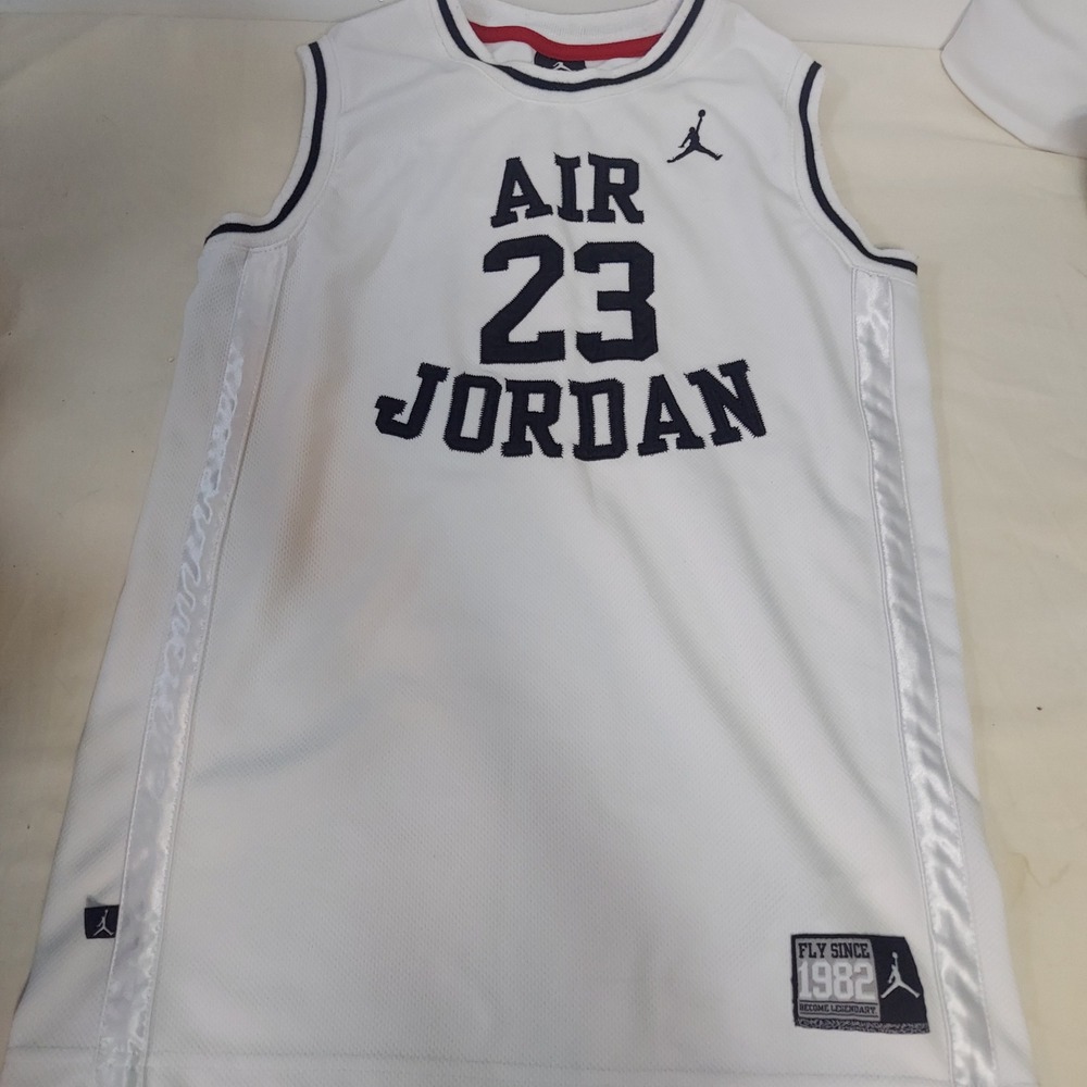 Kids Air Jordan 23 Basketball Jersey White Black XL TG EG 13-15‎ Years